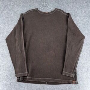 Agave Lux Solitude Mens Brown Long Sleeve Thermal Shirt Ribbed Knit M USA Made